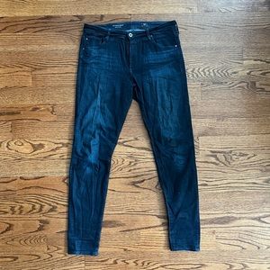 Ag Adriano Goldshmied “The Farrah Skinny” high rise skinny in dark blue